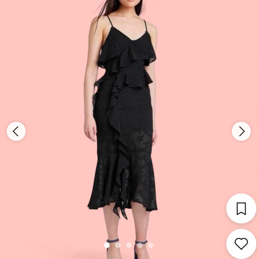 Wild Fable Women’s Floral Ruffle Dress in Black-Medium